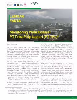 Monitoring Pada Konsesi PT Toba Pulp Lestari
